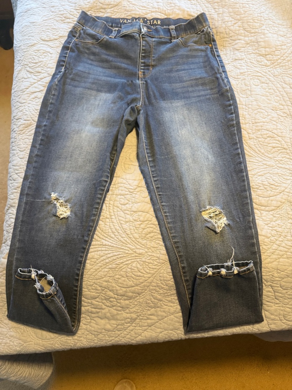 Vanilla Star Women's Distressed Dark Blue Boyfriend Jeans
Large
